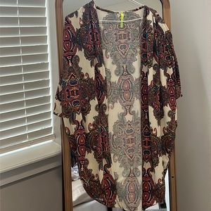 O/S Tribal & Paisley Print Cardigan/Coverup. Multi Color. Aztec. Open Front